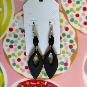 Elegant Black Drop Clay Earrings
